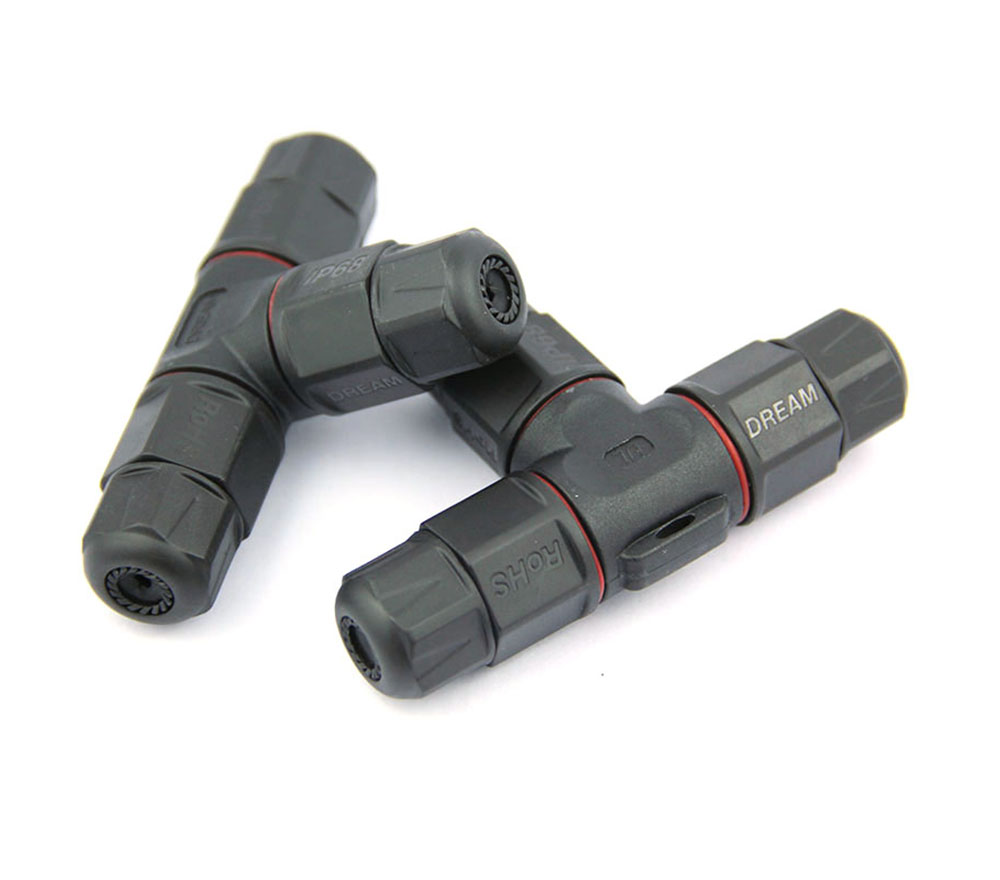 UL認(rèn)證IP68 2 3 4芯T三通防水接頭LED電線連接器防水連接器