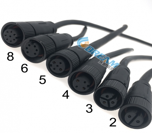 Male Female IP67 2pin 3pin 4pin 5pin 6pin 8pin Led Lighting Electrical Cable Panel Mount Waterproof Washer Connector
